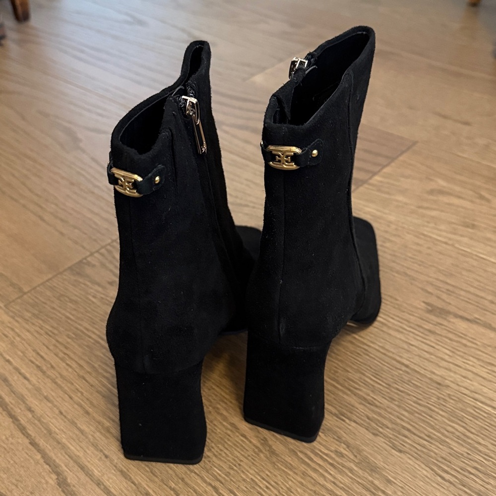 Sam Edelman Black Suede Heeled Boots - Picture 3 of 5